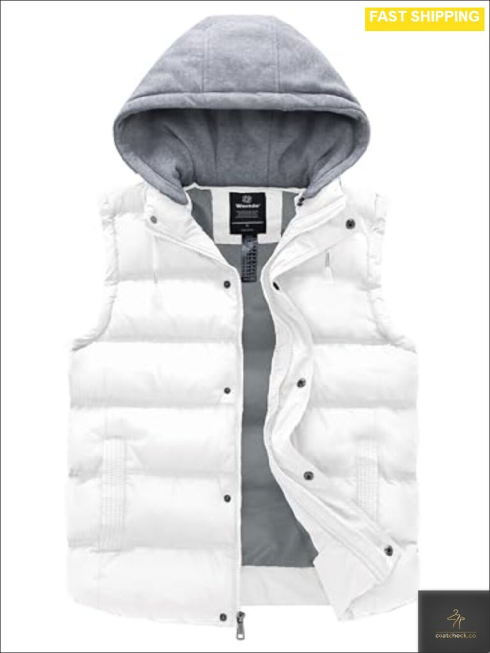 Men's Waterproof Puffer Vest Winter Insulated with Removable Hood